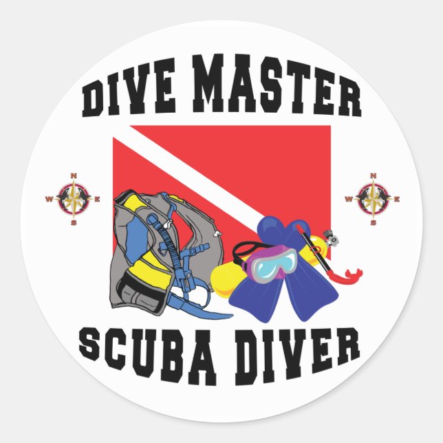 Tauchgang Master SCUBA Diver Runder Aufkleber (Vorderseite)