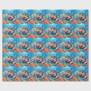 Tauchgast-Hippo-Tauchen unter Wasser Geburtstag Geschenkpapier