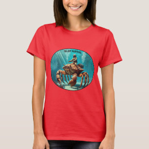 Tauchhelm-Taucher reitet auf einer riesigen Krabbe T-Shirt