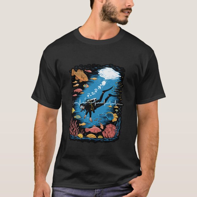 Tauchherzfrequenz-Liniendesign T-Shirt (Vorderseite)