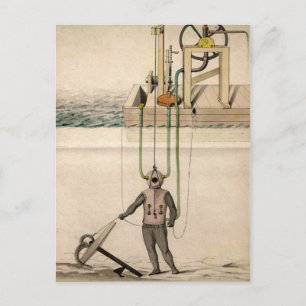 Tauchillustration im Vintage-Stil Postkarte