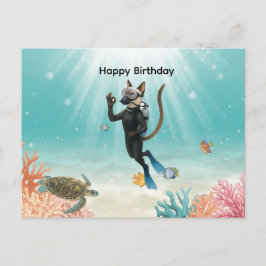 Tauchkatze Alles Gute zum Geburtstag unter dem Mee Postkarte