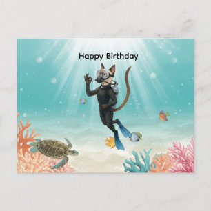 Tauchkatze Alles Gute zum Geburtstag unter dem Mee Postkarte