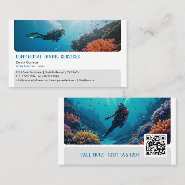 Tauchlehrer | Frogman | Scuba Business Card Visitenkarte (Vorne/Hinten)