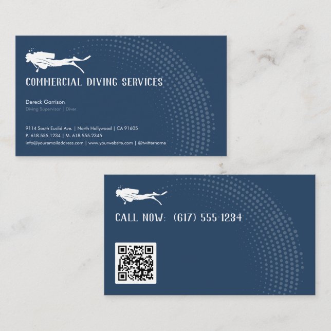 Tauchlehrer | Frogman | Scuba Business Card Visitenkarte (Vorne/Hinten)
