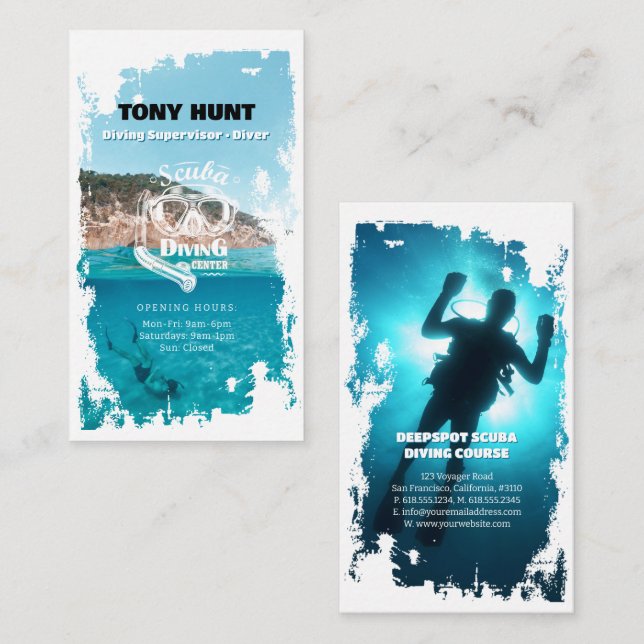 Tauchlehrer | Frogman | Scuba Sports Visitenkarte (Vorne/Hinten)