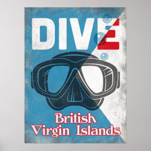 Tauchmaske British Virgin Islands Vintage Poster