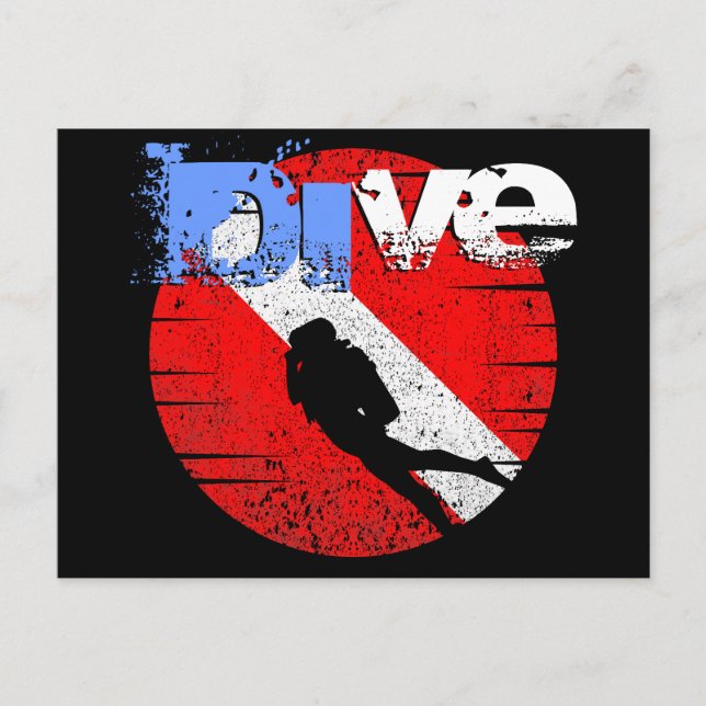 Tauchsport, American Diver Down Flag SCUBA Postkarte (Vorderseite)