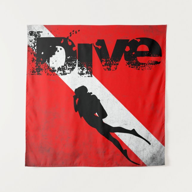 Tauchsport, American Diver Down Flag SCUBA Wandteppich (Vorderseite)