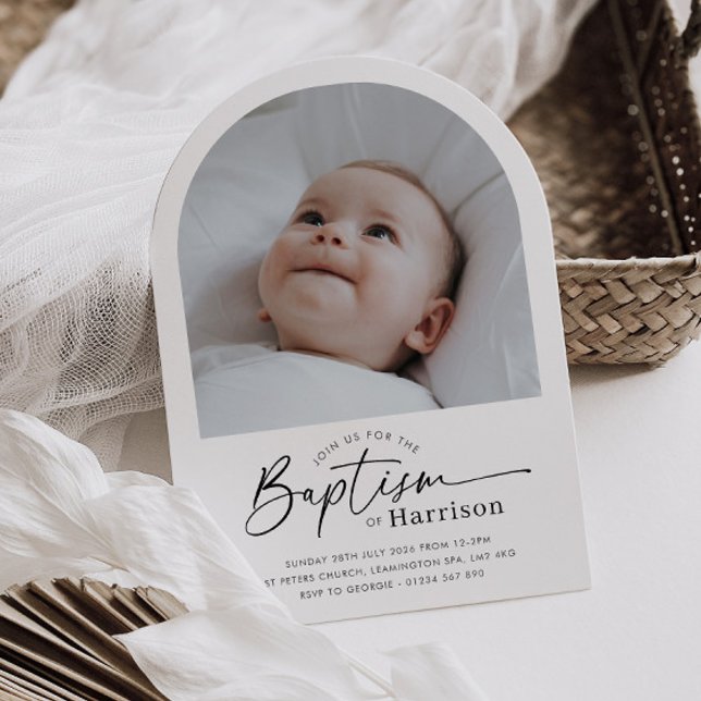 Tauf-Einladung mit Foto im Bogen Einladung (Zazzle Arch Photo Baptism Invitation)