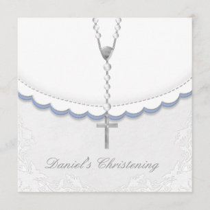 Tauf-Einladungen Jungen Blau und Grau Einladung