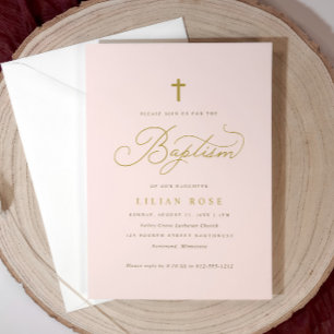 Tauf Einladungen mit Kreuz - Rosa Tochter Mädchen