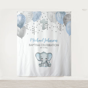 Tauf-Elefanten-Balloons-Aquarell Wandteppich