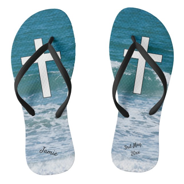 Tauf Flip Flops mit Meereswellen (Fußbett)