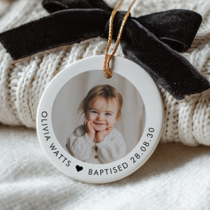 Tauf-Foto-Andenken für Baby-Mädchen Keramik Ornament