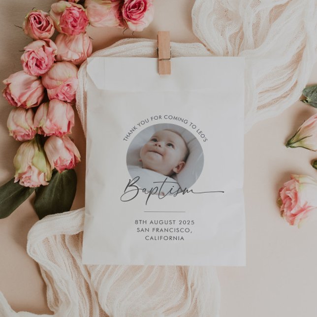 Tauf Foto Danke Geschenktütchen (Zazzle Baptism Photo Thank You Tag Favor Bag)