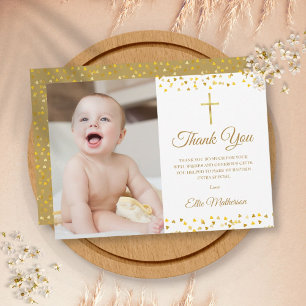 Tauf-Fotografie Elegant Golden Hearts Dankeskarte