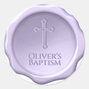 Tauf-Lavendel-Wachssiegel lila geprägtes Kreuz Runder Aufkleber