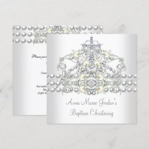 Tauf-Tiara Silber Weiße Perle Diamant Einladung