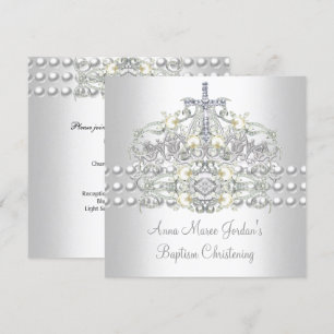Tauf-Tiara Silber Weiße Perle Diamant Einladung
