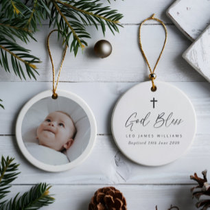 Taufandenken Rundfoto Keramik Ornament