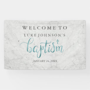Taufbanner Modern Marble Blau Banner