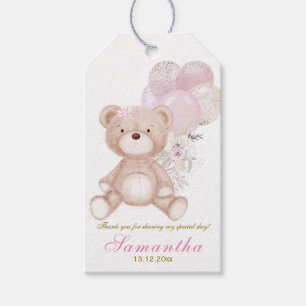 Taufbären Rosa Mädchen Danke Tags Geschenkanhänger
