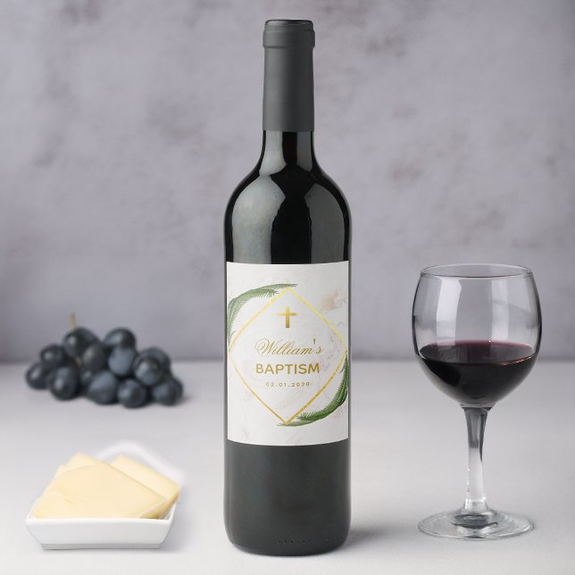 Taufbecken Grünflächen Imitate Gold Fern Blätter M Weinetikett (Von Creator hochgeladen)