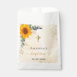 Taufbecken Sonnenblumen Eukalyptusgrün Glitzer Geschenktütchen