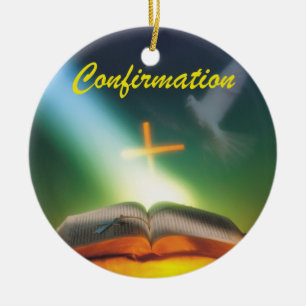 Taufbestätigungs-Taube, Bibel, Kreuz Keramikornament