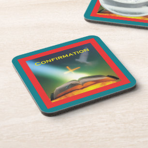 Taufbestätigungs-Taube, Bibel, Kreuz Untersetzer