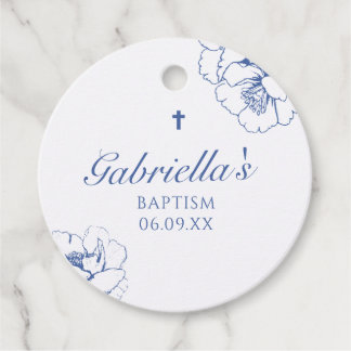 Taufblaue botanische Blüten Geschenkanhänger