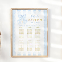 Taufblaue Schleife Baby Junge Sitzordnung Poster