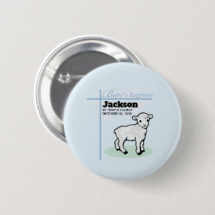 Taufblauer Jungenlämmer, anpassbar Button
