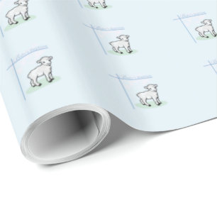 Taufblauer Jungenlämmer, anpassbar Geschenkpapier