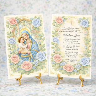 Taufblumen Jesus Gesegnete Mutter Rosen Einladung