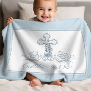 Taufdecke für Babyjungen mit Blue Cross Fleecedecke