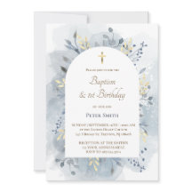 Taufe & 1. Geburtstag blaues Aquarellfolien