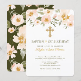 Taufe & 1. Geburtstag Elegantes Watercolor Florenz Einladung