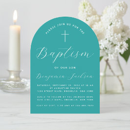 Taufe Aquamarines Archkreuz und Skriptjunge Christ Einladung