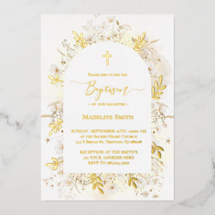 Taufe Aquarellblumen, gelb Folieneinladung