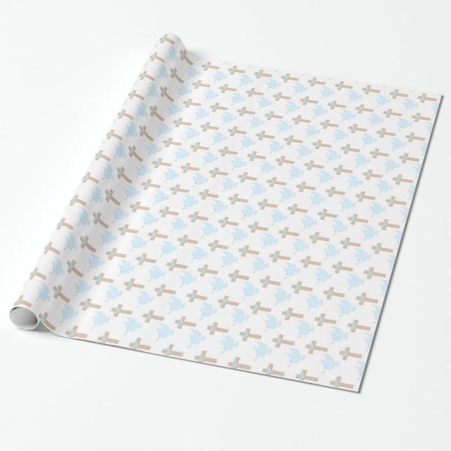 Taufe Baby Boy Blue Wrapping Paper Geschenkpapier (Ungerollt)