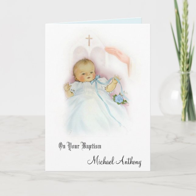 Taufe Baby Boy Christening Blessing Karte (Vorderseite)
