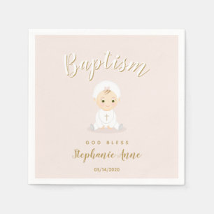Taufe-Baby mit Mütze Serviette
