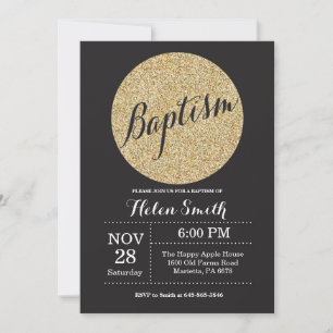 Taufe Black Gold Glitter Einladung