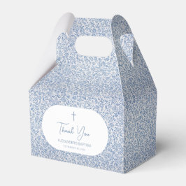 Taufe Blau Weiß Muster Schrift Junge Christening Geschenkschachtel