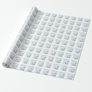 Taufe Blaues Jungenlamm, Anpassbar Geschenkpapier