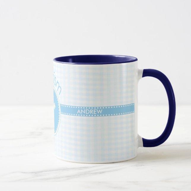 Taufe Blaues Kind Gottes, anpassbar Tasse (Rechts)