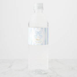 Taufe Blaues Schleifen Baby Junge Wasserflaschenetikett