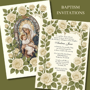 Taufe Blumen Jesus Gesegnete Mutter Rosen Einladung